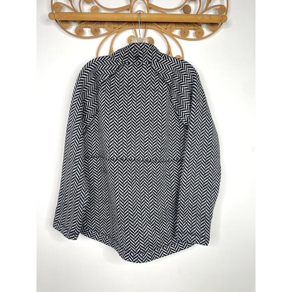 T by Talbots Herringbone full zip Jacket Black L - Picture 7 of 7